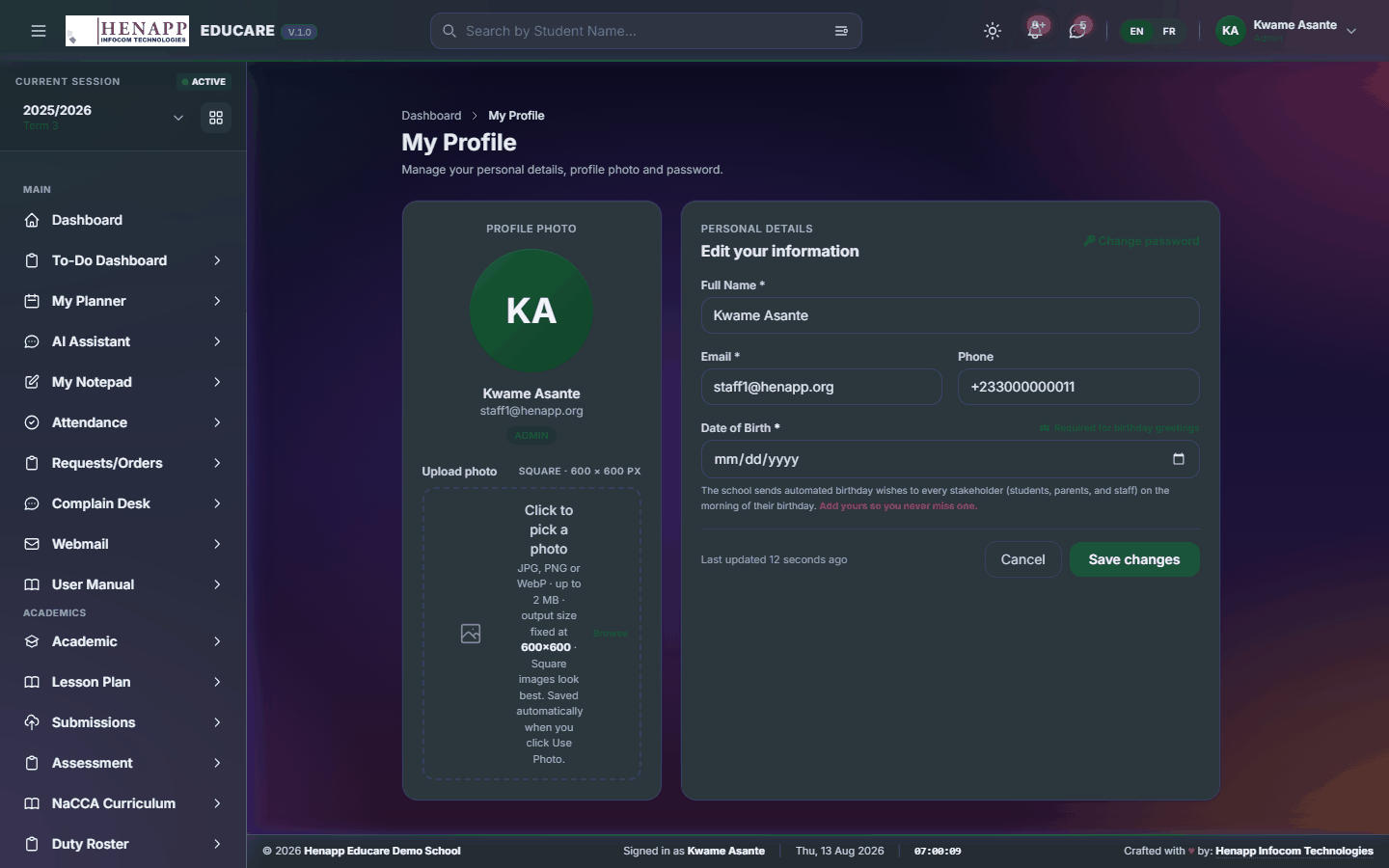 Your profile page.