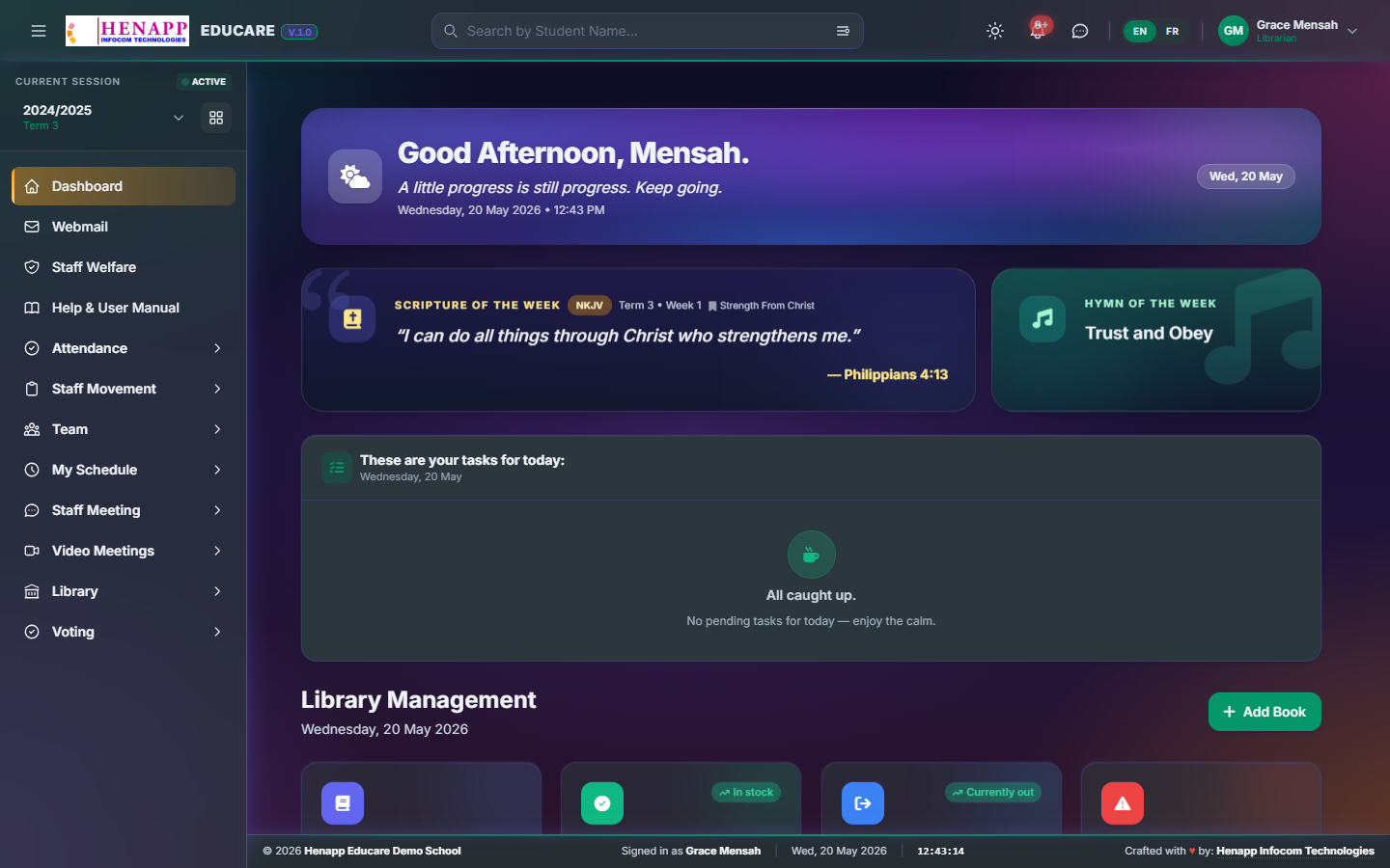 The Librarian dashboard.