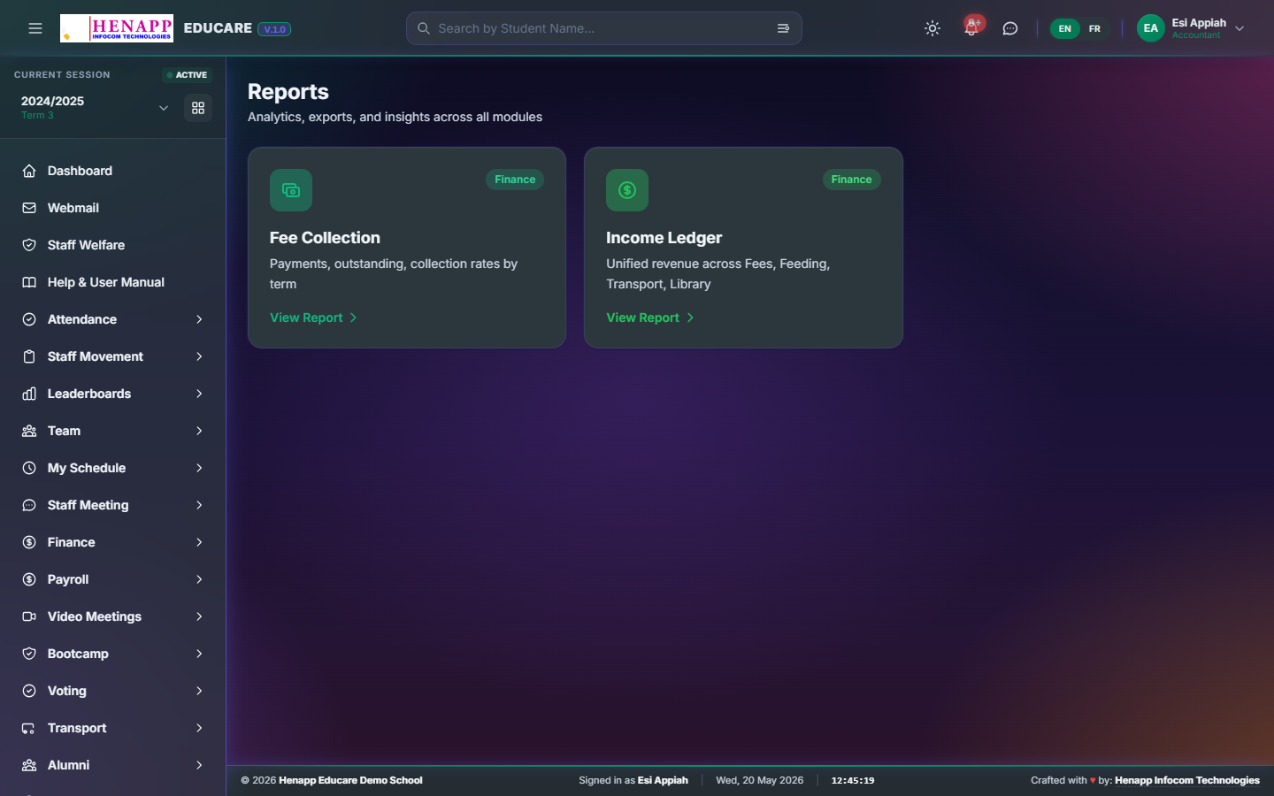 Reports & Analytics — your day-to-day workspace.