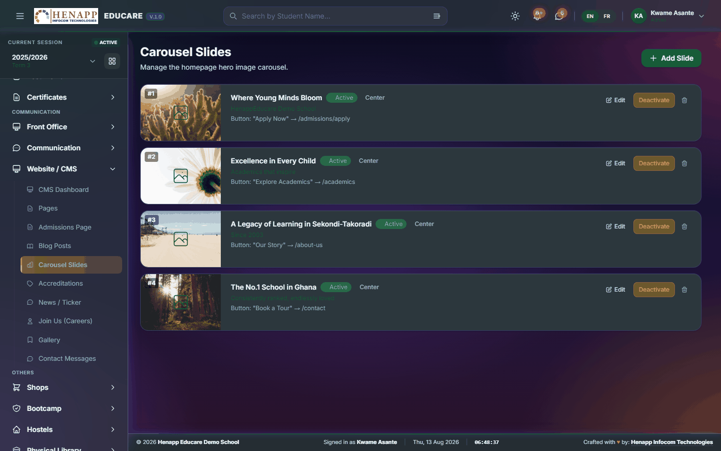 Carousel Slides — Website / CMS