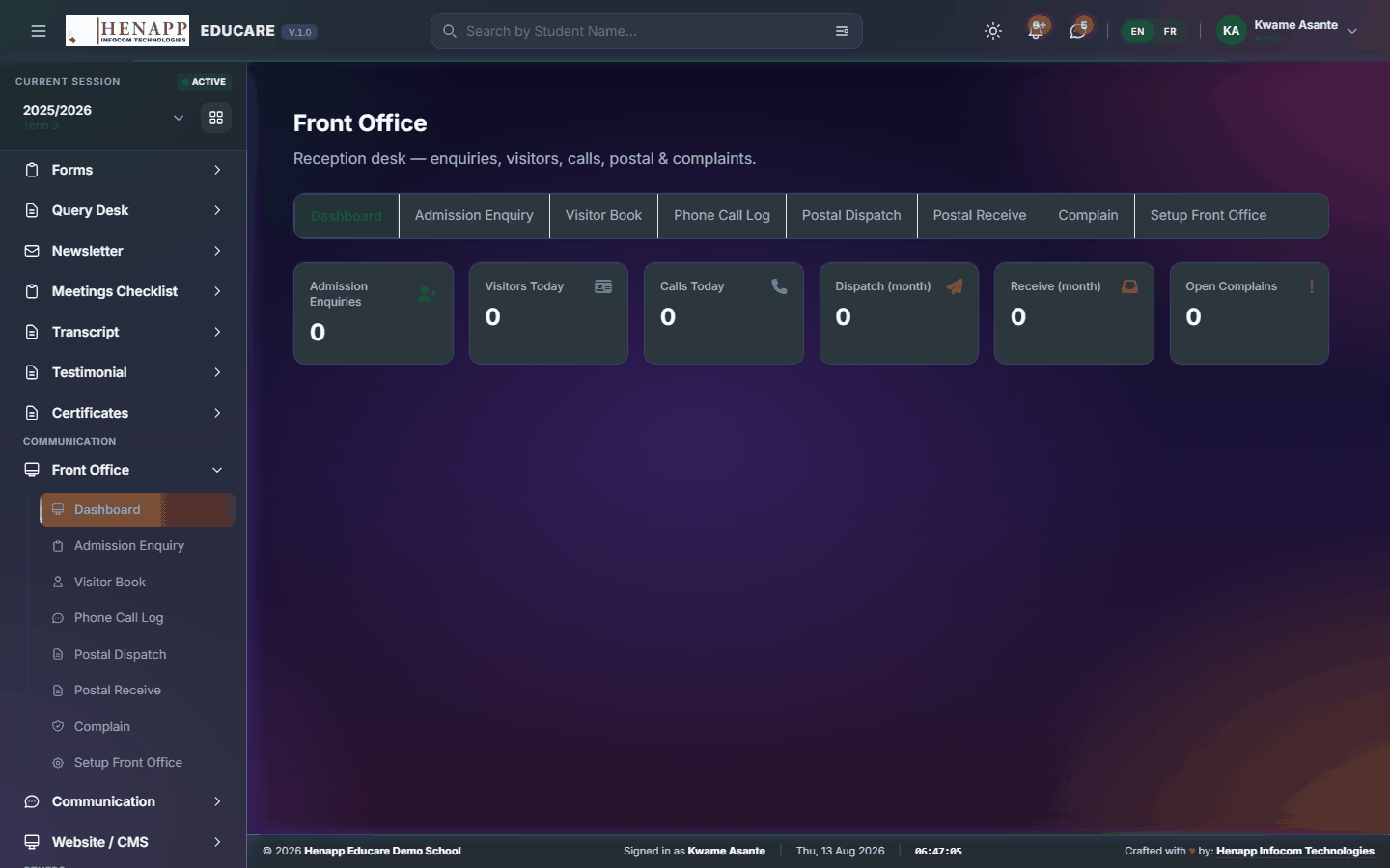 Dashboard — Front Office
