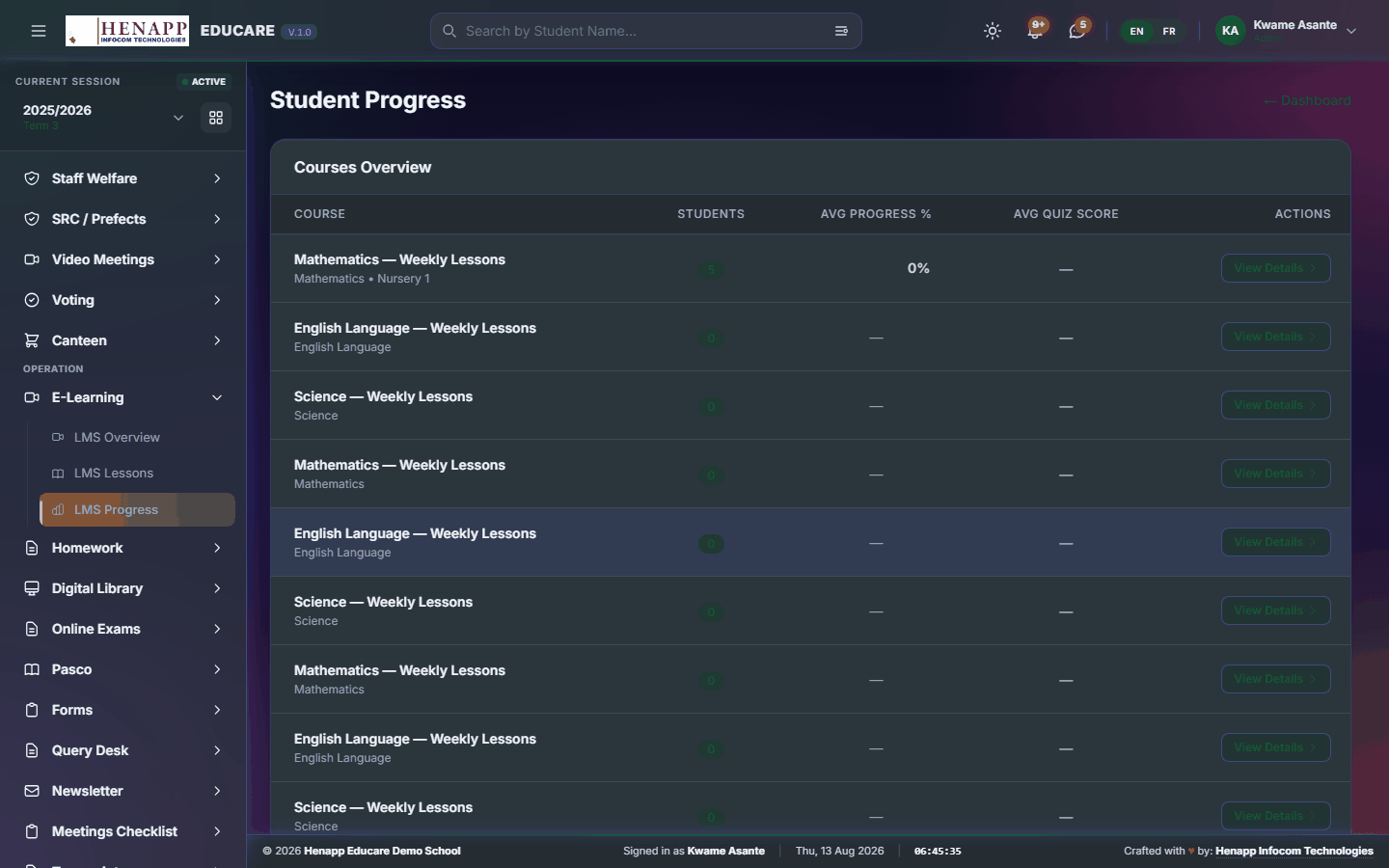 LMS Progress — E-Learning