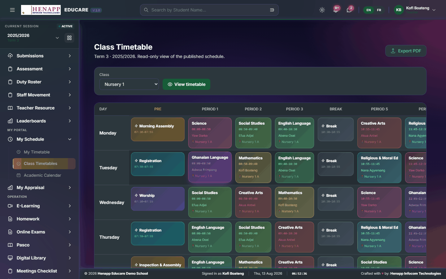 Class Timetables — My Schedule